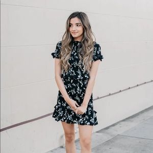 Olivaceous Floral Black & White Dress